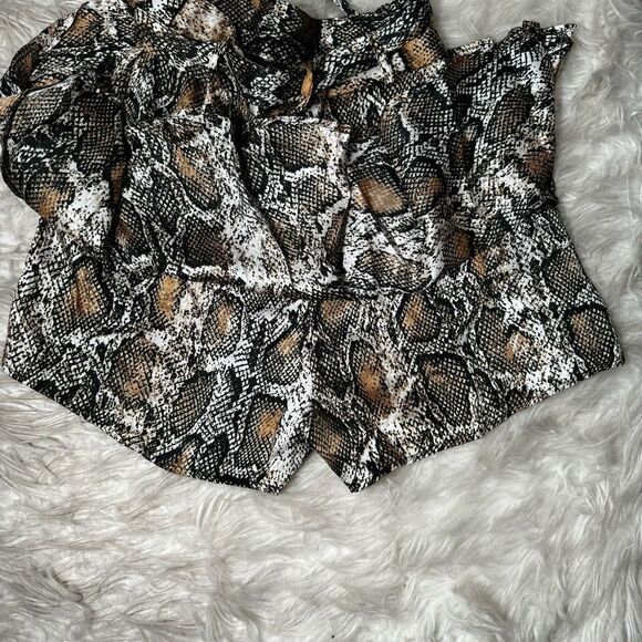 Zara Snake Print Micro Mini Skort Skirt - Picture 5 of 6